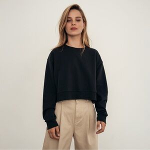 Angels Welcome Market Recycled Cotton Cropped Sweatshirt - Black